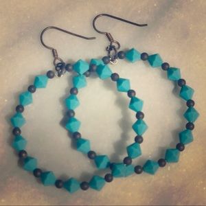 Turquoise hoop fashion earrings.